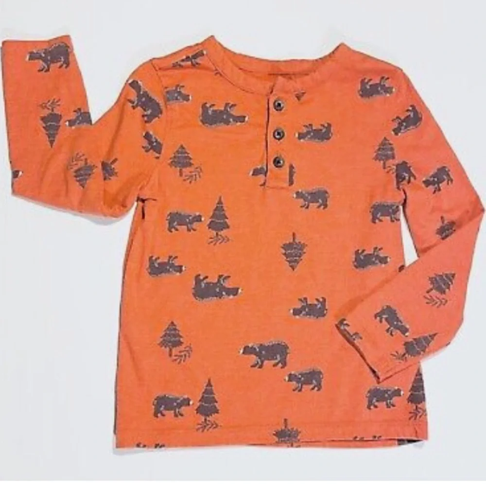 NWT OLD NAVY Boys Bear Print Henley